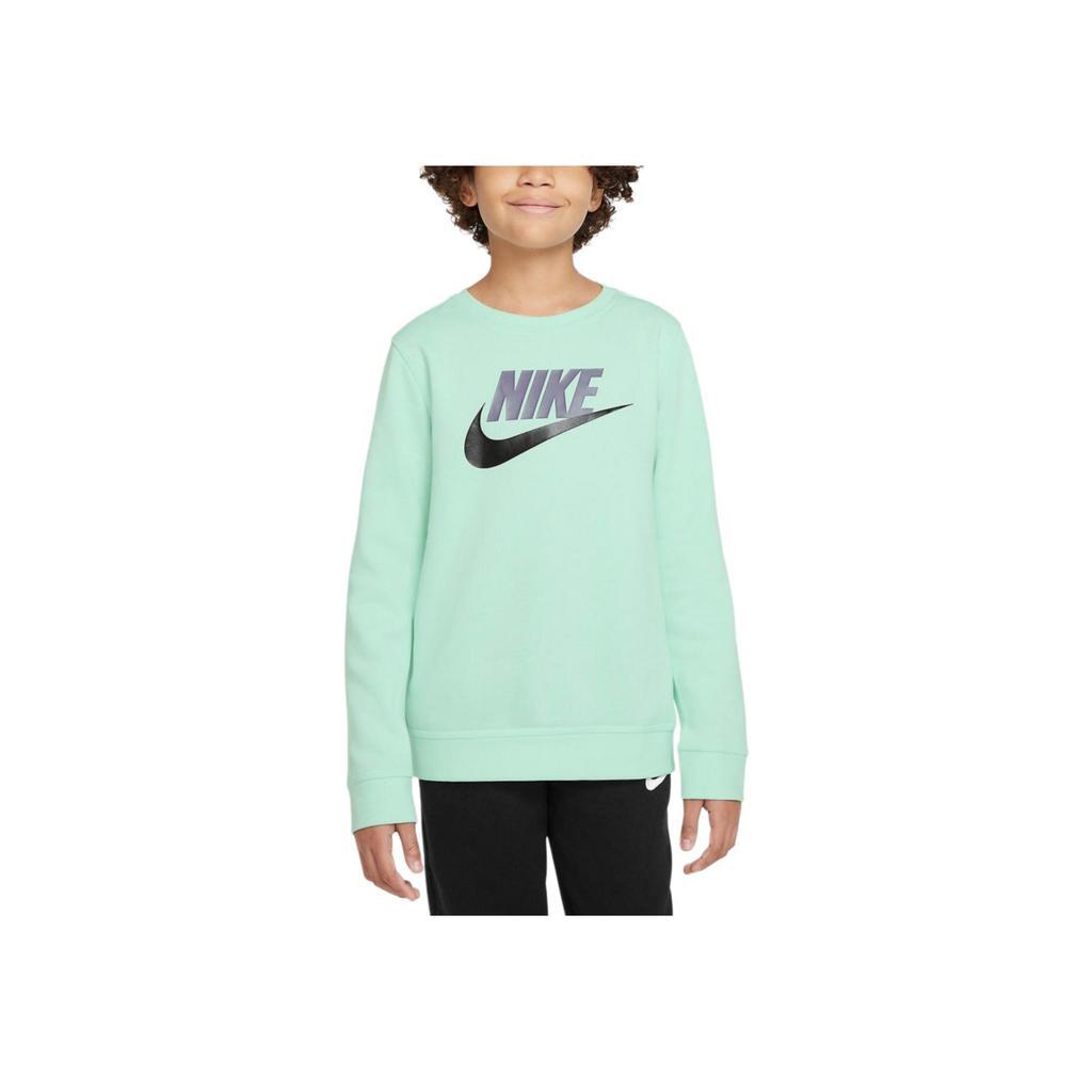 Nike Kids Alphabet Logo Crew Neck Casual Sport Pullover Sweatshirt Unisex Tops Light-Green CV9297-379