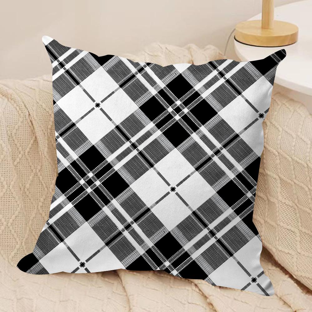 Black and White Style Cushion Cover Soft Plush Fabric DoubleSided Printed Sofa Cushion Cover for All Seasons Home Decor Gift