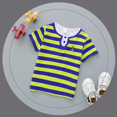 Summer Children's Striped Short-sleeved T-shirt for Boys and Girls, Pure Cotton, Trendy Cotton
