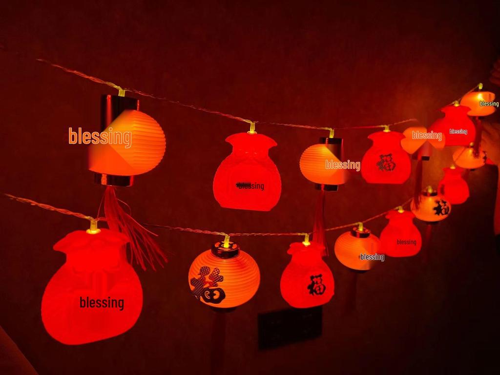 LED Gypsophila Red Lantern String Lights for New Year and Spring Festival Decor