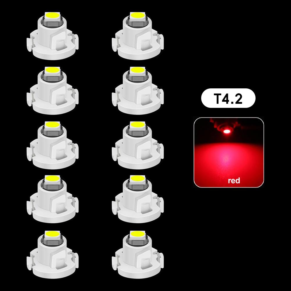 10Pcs Car Interior Indicator Lights Wedge Dashboard Warming Instrument Light T3 LED T4.2 T4.7 Led Bulb Canbus 3030SMD 12V Auto Lamp