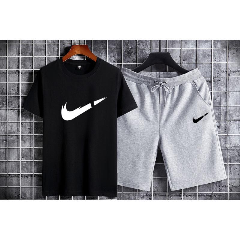 

Мужской летний хлопковый комплект из шорт и футболки - Дышащий, Влагоотводящий, Модный принт, Свободный крой, Спортивная одежда из 2 предметов XXXL