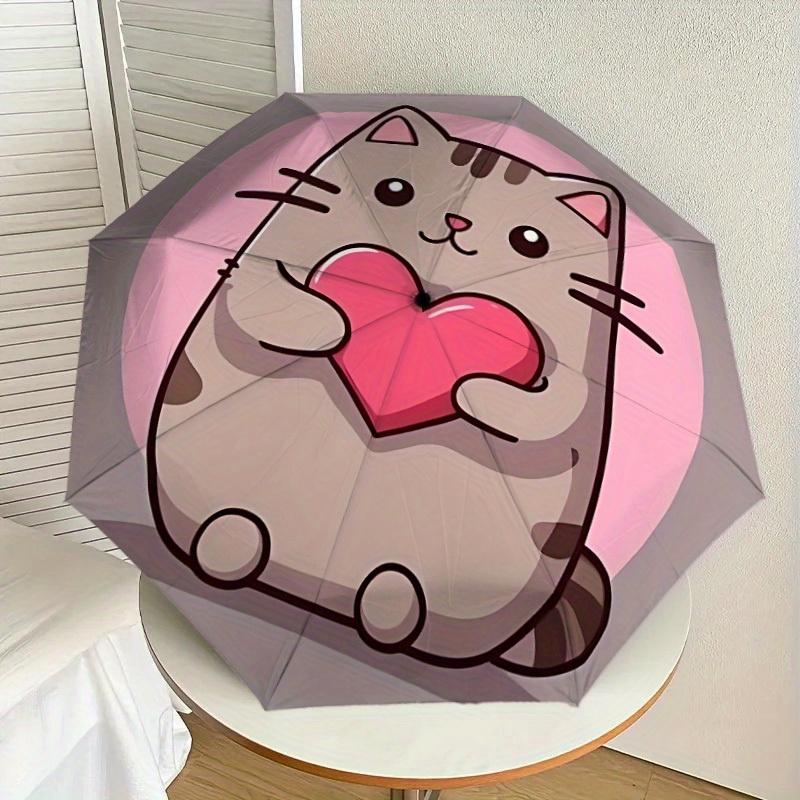 1pc cat love Themed Umbrella for Men & Women, Valentine s Day Christmas Decorative Umbrell018