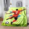Number 7 Football Player Red Jersey Color Splash Print Flannel Blanket Soccer Athlete Green Grass Field Soft Throw Blanket Sofa Bedroom Decor Blanket