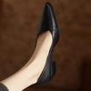 Versatile Vintage Chunky Heel Women's New Style Pointed-toe Open-toe Leather Shoes