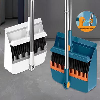 Magnetic Folding Broom & Dustpan Set - Enlarged & Thickened Design