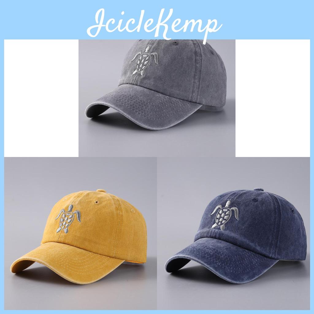 Flying Turtle Cotton Baseball Cap With Vintage Wash And Wide Brim For Casual Wear