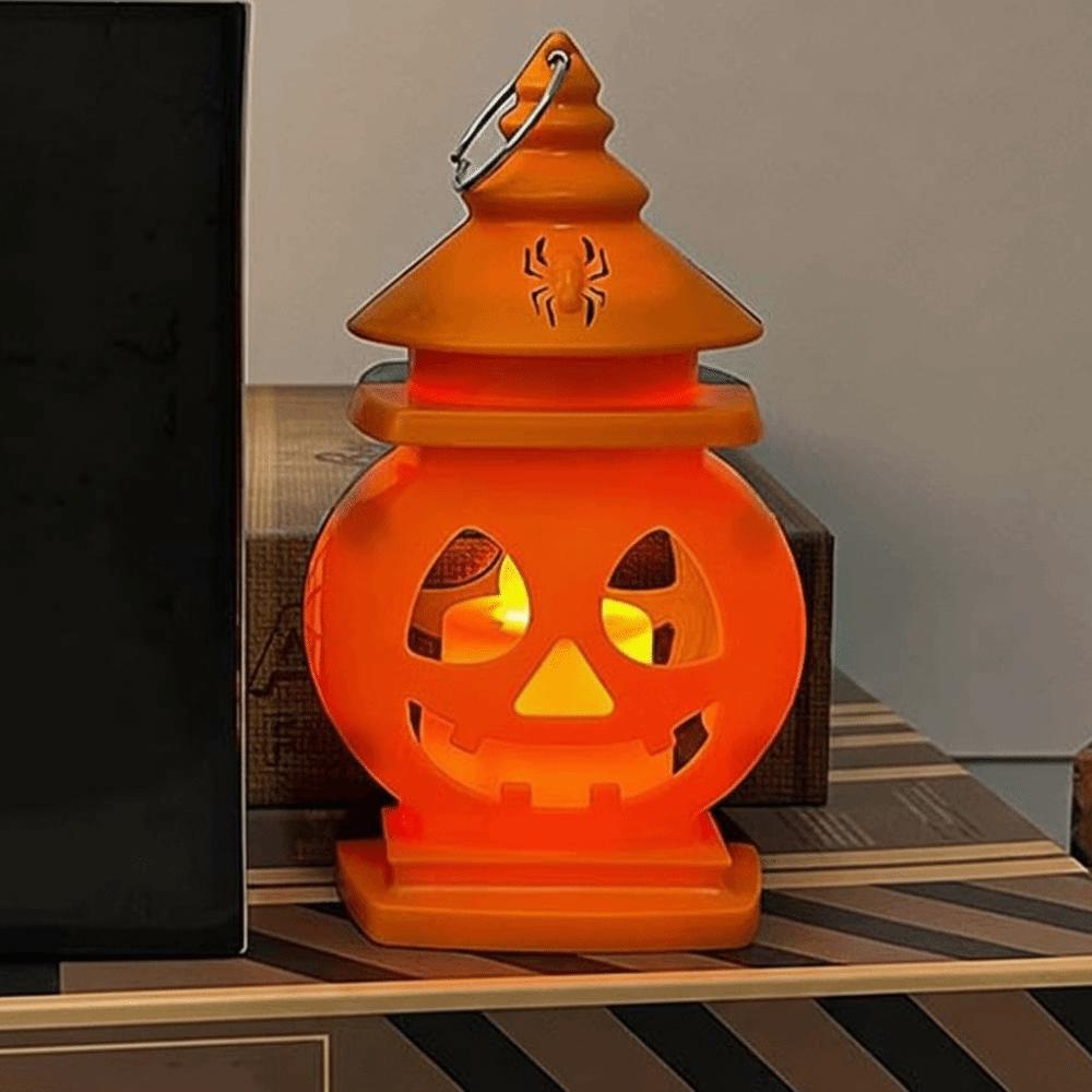 LED Glowing Pumpkin Lantern Double-Sided Button Cell Battery-Powered Halloween Light Portable Plastic Pumpkin Decor Desktop