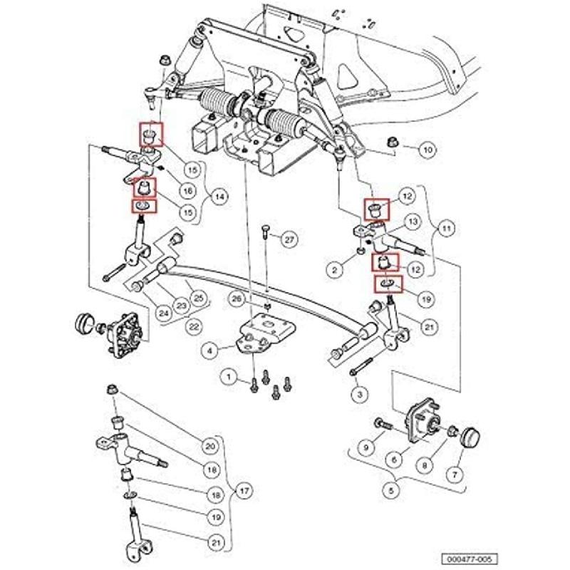 Nowy 6x Zestaw Tulei Zwrotnicy King Pin Club Car Precedent 102288201 102288401