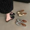 Inner height-increasing bow silver bag head half-drag women's shoes fashionable outer wear 2025 new summer Mary Jane sandals