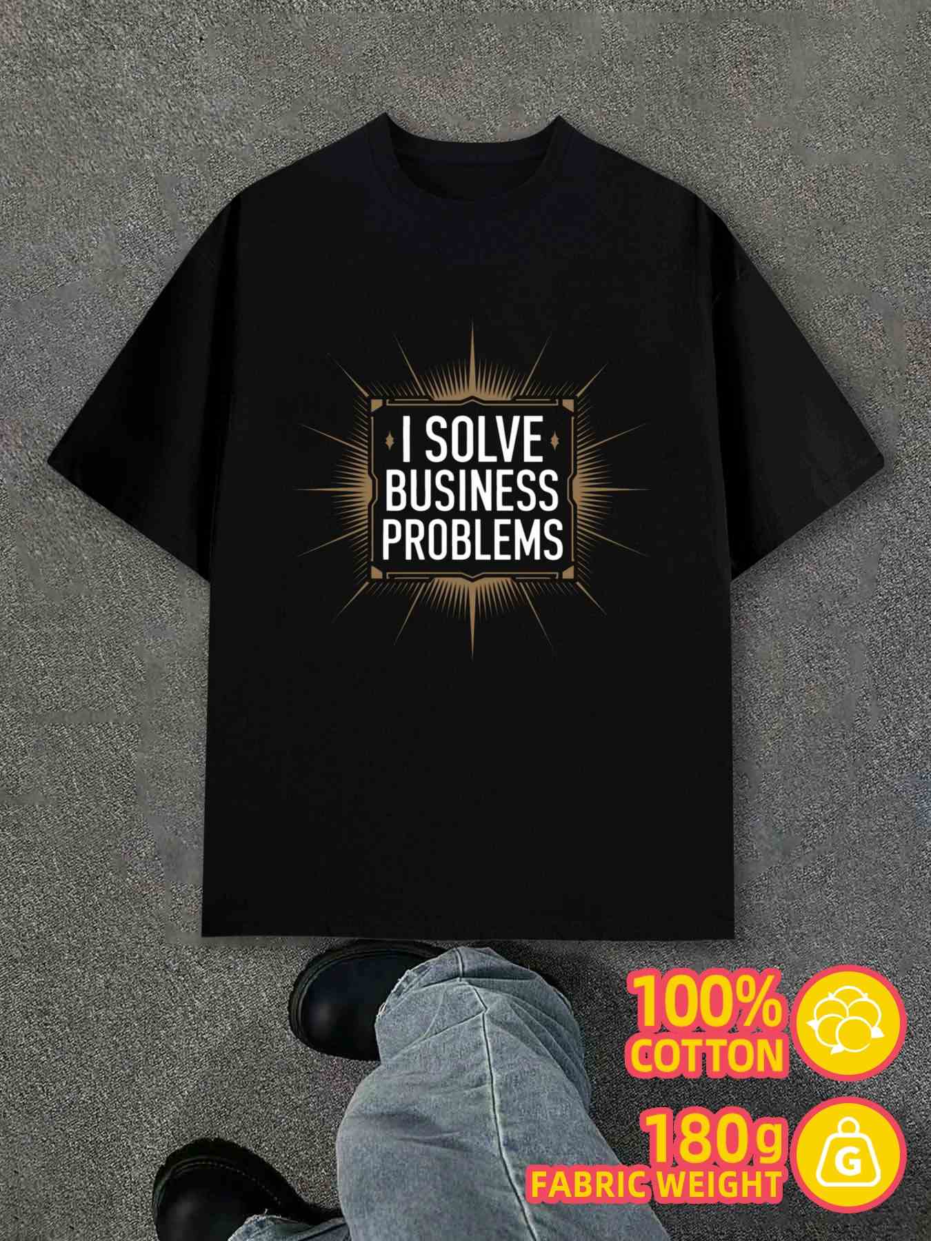 T-Shirt Y2K Business Problem Solver Black Regular Fit L