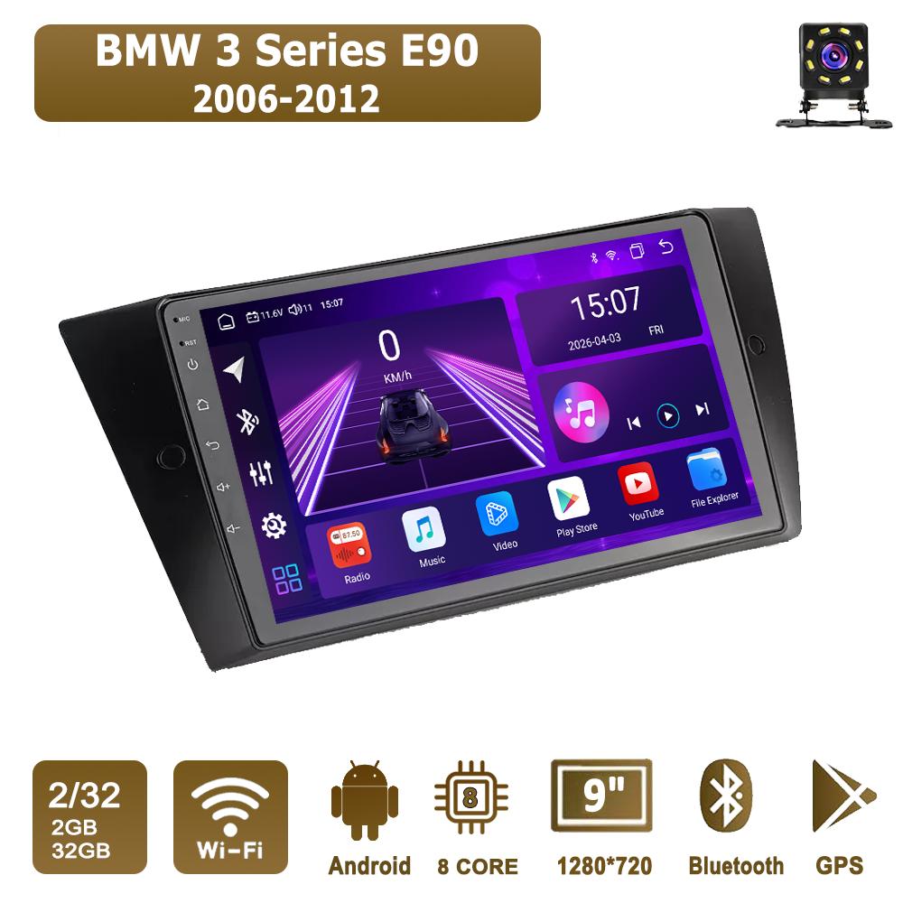 

Автомобильная магнитола Android Car-Play для BMW 3 серии E90 2006-2012 Мультимедийный плеер Головное устройство Стерео Навигация GPS BT WIFI, 8 ЯДЕР ,2+32ГБ чёрный