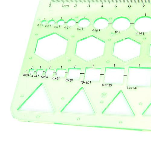 Plastic Circles Squares Hexagons Geometric Template Ruler Stencil Measuring Tool