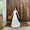 Take a picture, super good-looking vacation style, summer dream catcher dress, sweet temperament, white lace long dress, backless skirt.