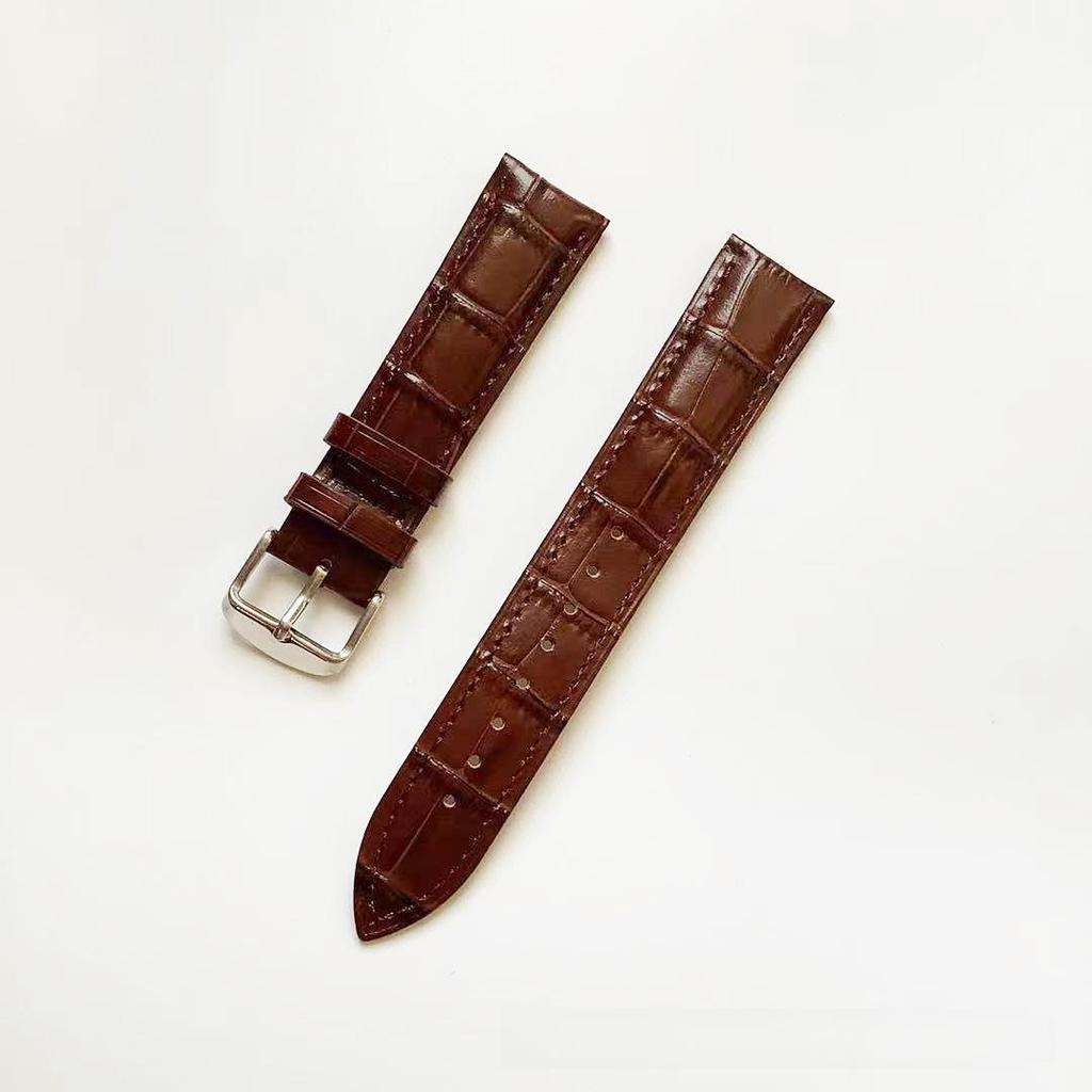 Genuine Leather Bamboo Grain Watch Strap with Pin & Butterfly Buckles, Universal Fit for Men & Women.