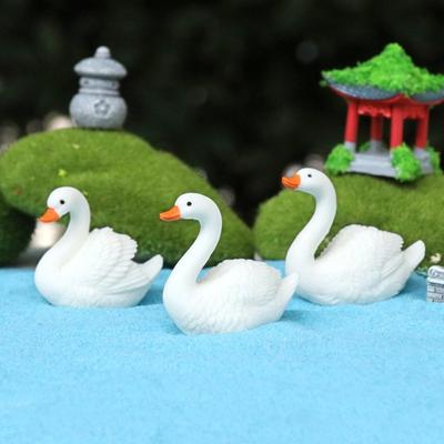 Miniatur Schwan Figur Mini Weißer Schwan Harz Statue Realistisches Tier Ornament Puppenhaus Feengarten Mikro Landschaft Dekoration