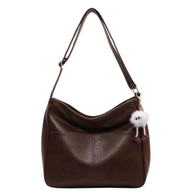 

Large Capacity Versatile Single Shoulder Crossbody Bucket Bag Retro Tote Bag кофейный