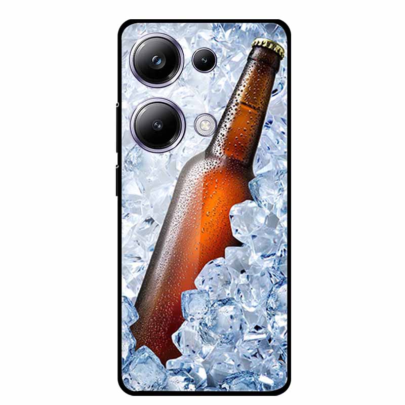 Glass Back Cover For Poco M6 Pro 4G Case M 6 M6Pro Hard Tempered Glass Case For Xiaomi Redmi Note 13 Pro Phone Case Soft Bumper