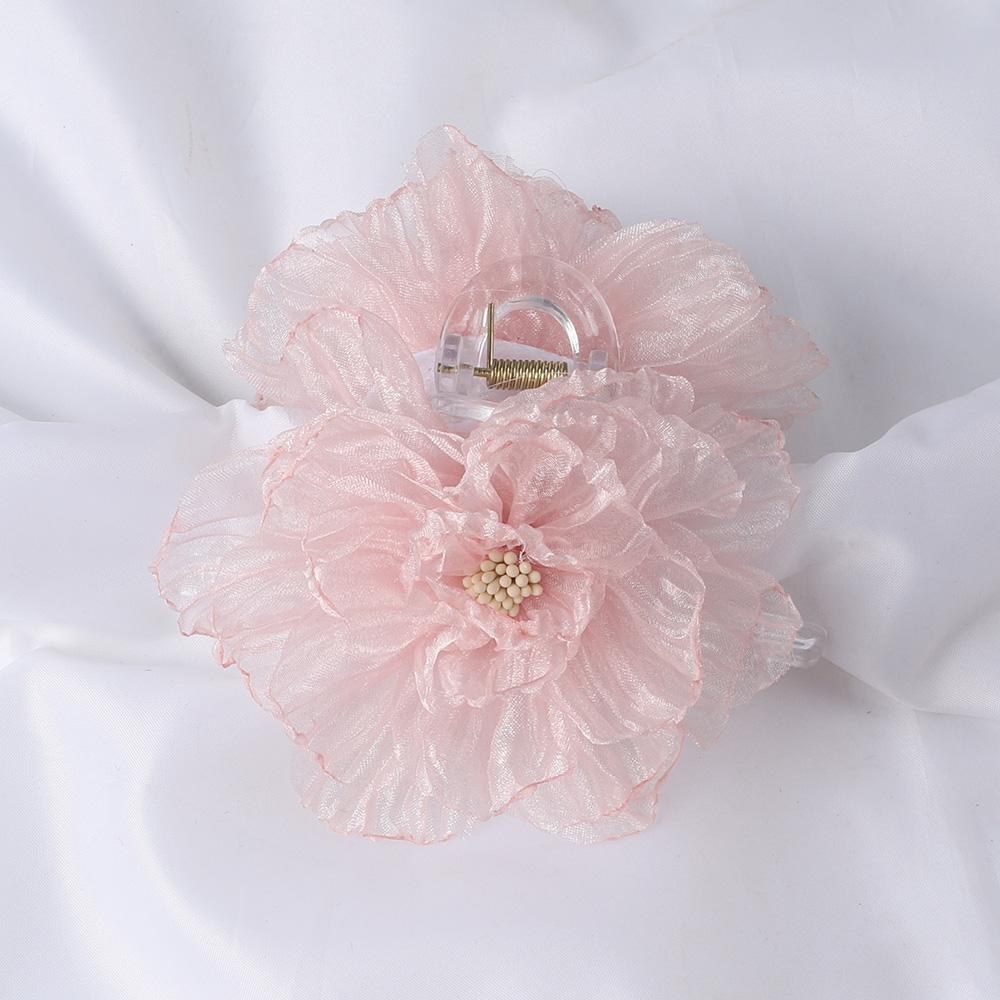 New Organza Flower Big Hair Claws Clips Women Girls Spring Chiffon Barrette Hair Clamps Elegant Ponytail Holder Hair Accessories