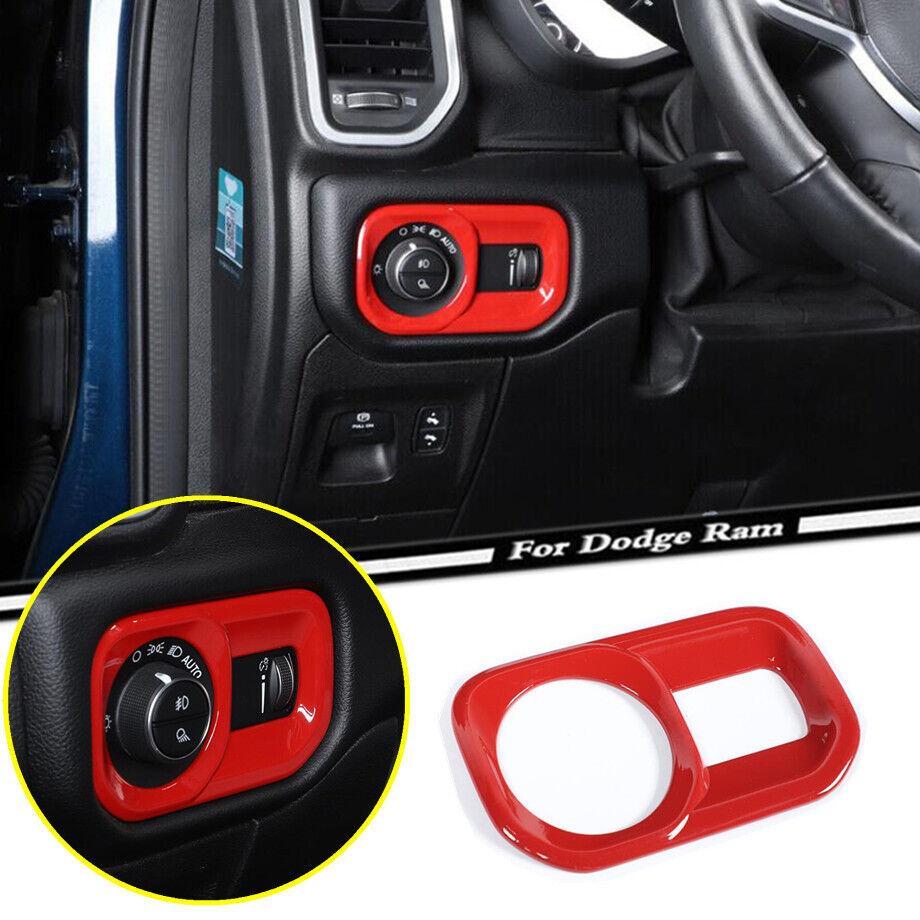 For 2019-2024 Dodge RAM 1500 ABS Red Interior Headlight Switch Button Cover Trim