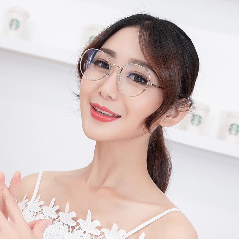 Simple Fashion Round Metal Glasses Women Men Minimalist Trend Eyewear At Home Leisure Female Male Blue Light Blocking Glasses,
