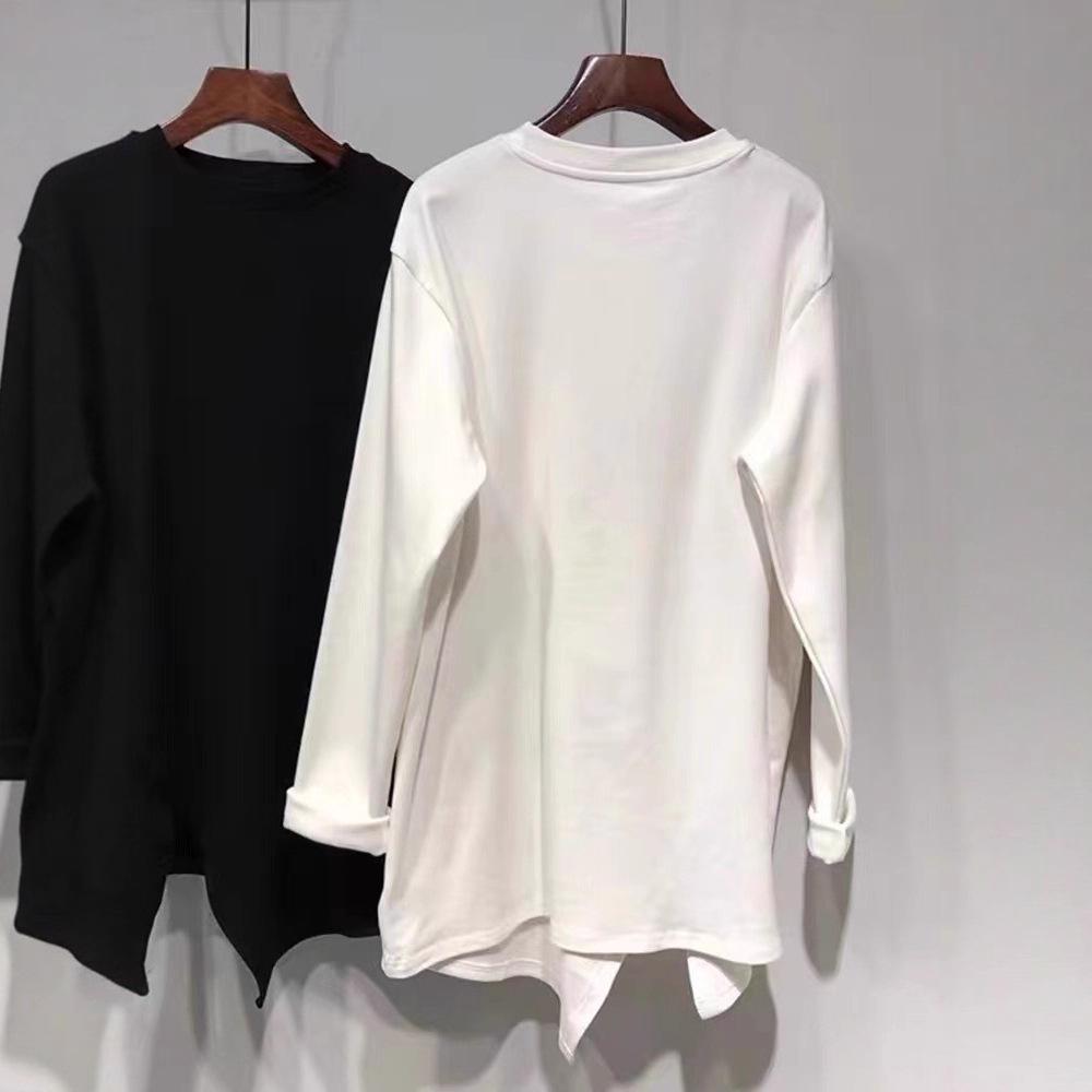Plus Size Women's Irregular Slit Long Sleeve Hoodie - Early Spring/Autumn Slimming Loose Top