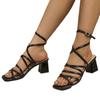 Neue Sandalen mit quadratischer Spitze, dünnem Riemen, Schnalle und dickem Absatz für Damen, Übergröße, modisch, offen, sexy, coole Pantoletten