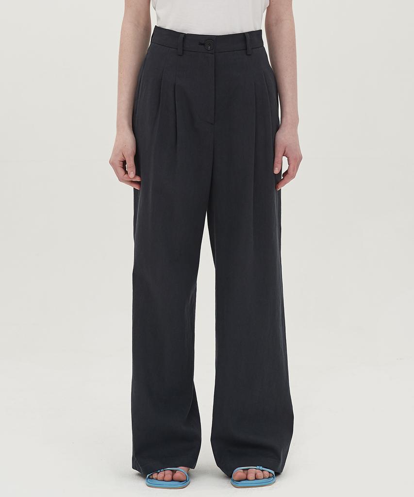 JUN BY JUN K Classic Linen Pants_Navy