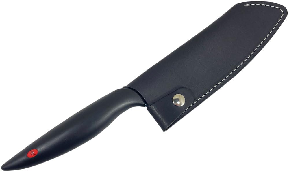 Sumikama Kasumi Titanium Coated Knife Case for Santoku Knife Blade Length 18cm Made In Japan Comes with a Hook To Prevent Popping Out Genuine Cow