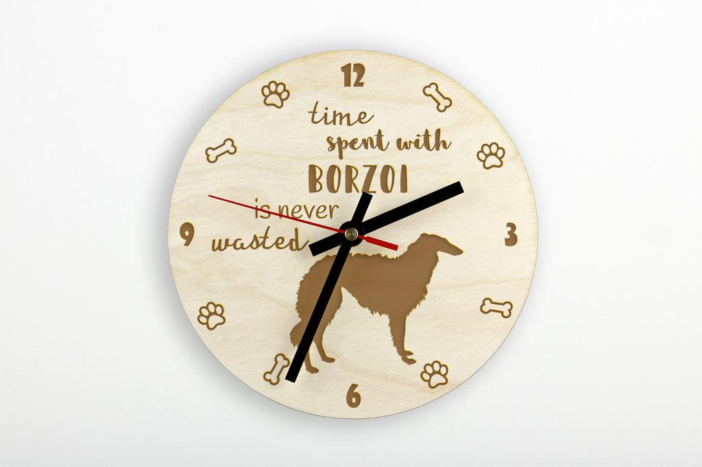 Borzoi, Russian Hunting Sighthound, Russian Wolfhound - clock with dog, wooden clock with engraving, personalised clock by Art-Dog