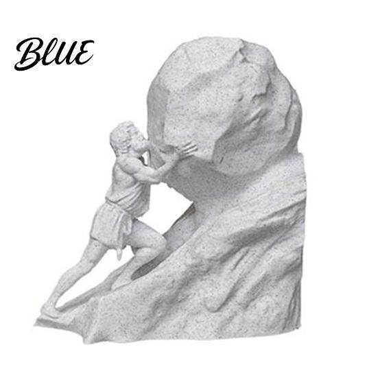 Подарок для читателей и студентов Подставка для книг Сизиф Каменная текстура 3D-печать Поддержка для книг Человек, катящий камень Материал PLA Поддерживает край Домашний офис Книжная полка