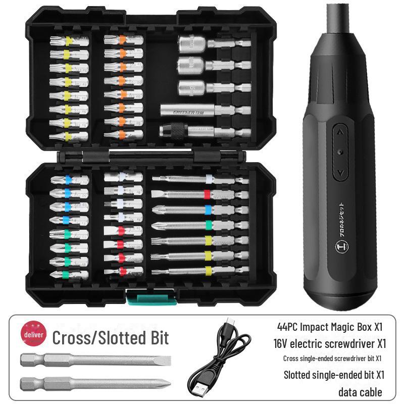 Green Forest 44-Piece Rainbow Magic Box Set: Electric Drill & Magnetic Hex Socket Screwdriver