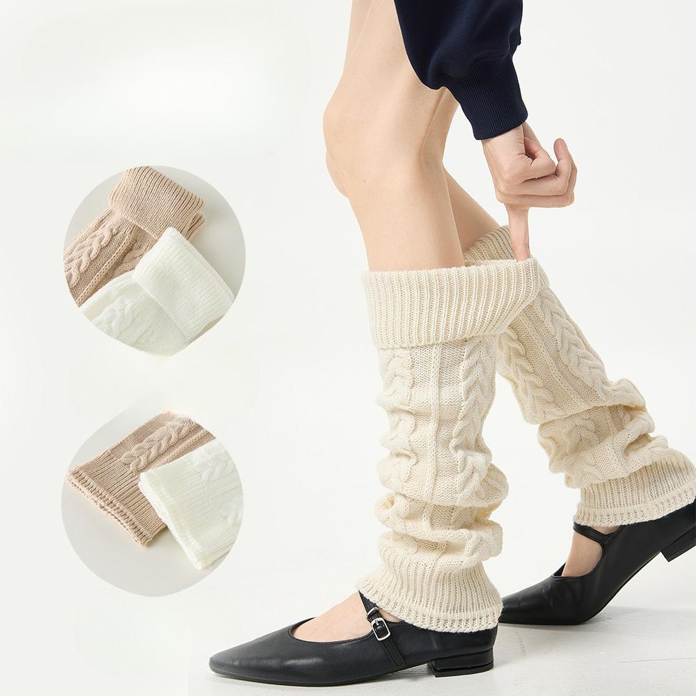 Retro Socks Paired with Mary Jane Shoes, Thick and Warm Twisted Calf Socks, Pile Socks for Women