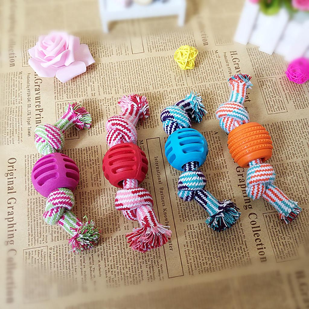 Durable Rope Dog Toy with Chew Resistant Ball for Interactive Play and Dental Health Maintenance Suitable for Small to Medium Pets