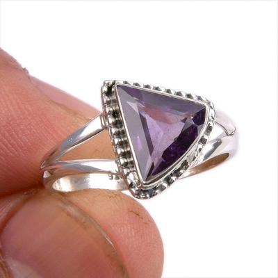 Natural Alexandrite Gemstone 925 Solid Sterling Silver Jewelry Ring Size 9 U7y49