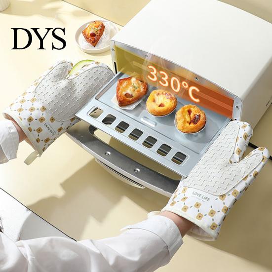 Kitchen Oven Mittens 1/2 Pcs Rough Palm Non-Slip Heat Resistant Protective Cooking Lightweight Anti-scalding Great Friction Cartoon Print Baking