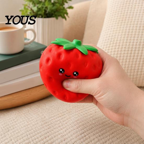 Strawberry Stress Relief Toy Cartoon Toy, Giant Squeeze Fake Reducer Fruit Sensory Fidget for Home Office School Hand