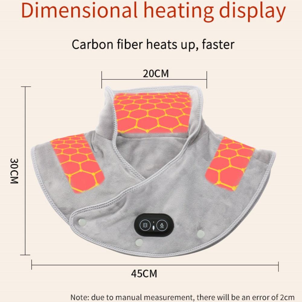 Almohadilla Calefactora Eléctrica USB para Hombros Masajeador de Cuello Masaje por Vibración Chal Cervical Calentador Herramienta de Relajación para Alivio del Dolor Bufanda Calefactada