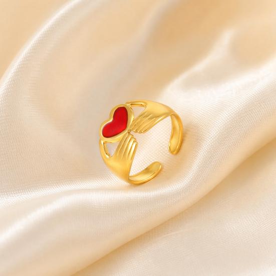 Holding Heat Hands Open Women Adjustable Ring for Enamel