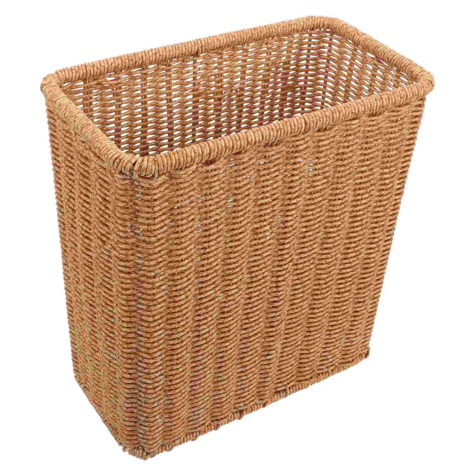 

Woven Trash Can Basket Sundries Storage Organizer Simulation Baskets Kitchen Wastepaper Plant