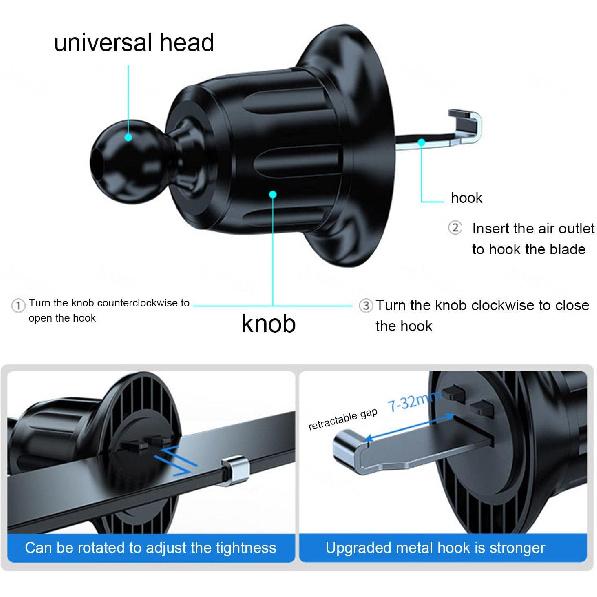 Car Phone Holder, Adjustable Car Phone Mount Cradle 360° Rotation - 2023 Upgraded Strong Sticky Gel Pad for Car Dashboard,H