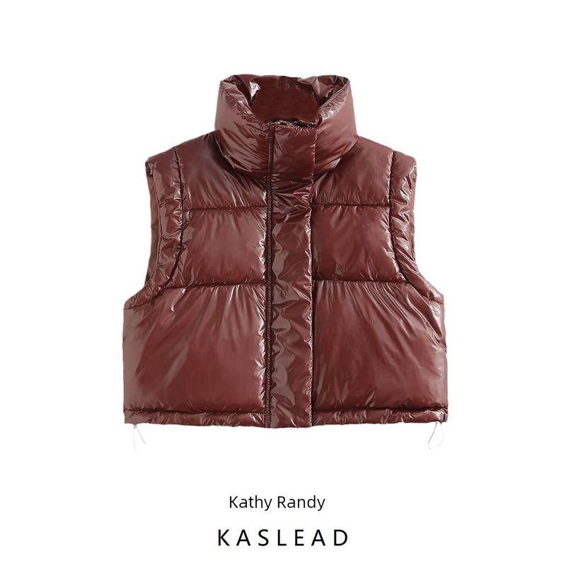 Kaslead New Arrival Women's Clothing Fashion Style Fashion All-Match Sequin Coating Short Cotton Jacket Vest