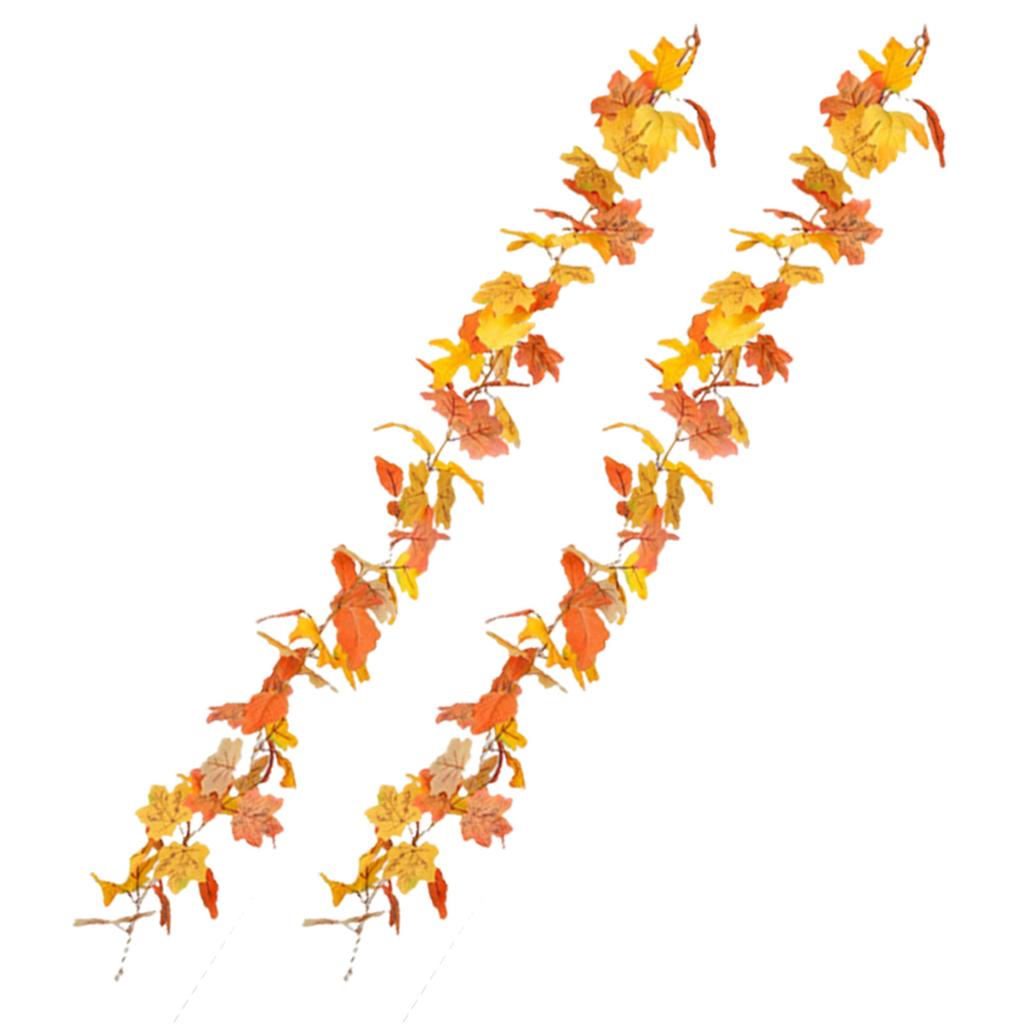 2Pcs Artificial Autumn Fall Maple Leaf Garland Artificial Maple Leaf Vine Garland Fall Leaves Decor Garland for Home Garden