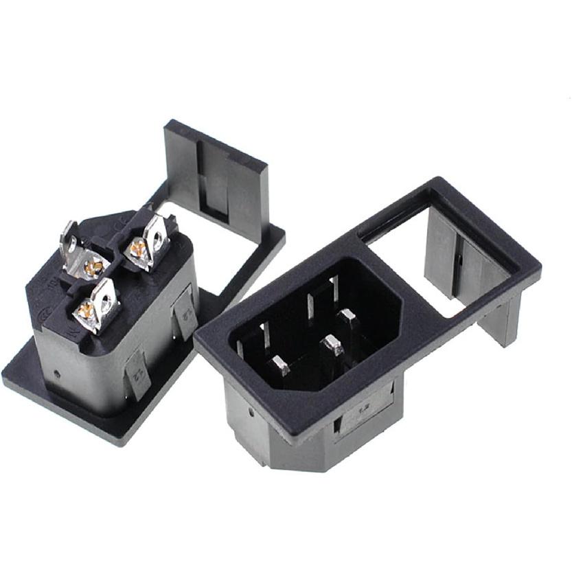 Oiyagai 5-Pack IEC320 C14 Power Inlet Module with Rocker Switch, 250V 10A Male Socket Plug, DPST Panel Mount Connector for DIY Power Supply Repair