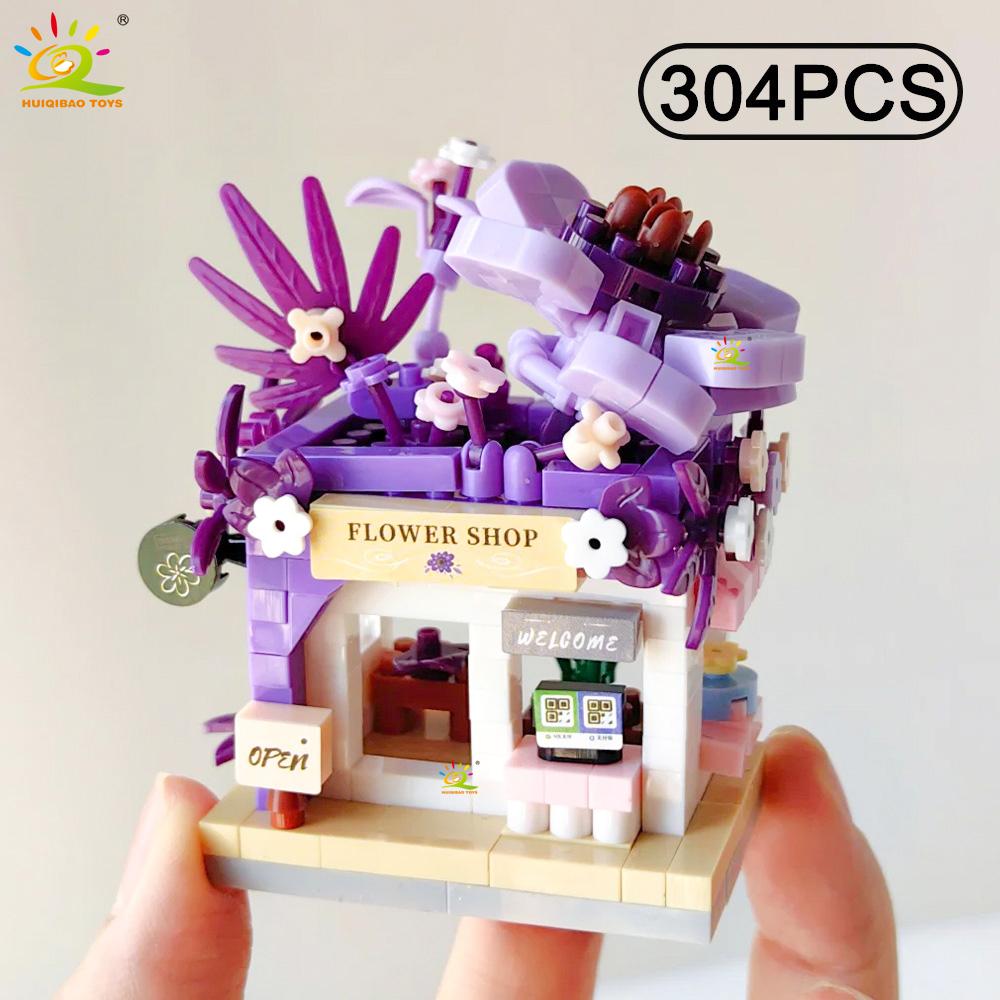 Non-Toxic Cute Moc Flower Store Model Micro Building Block Street View Shop Model Mini Brick Toy For Children Desk Home Decor.