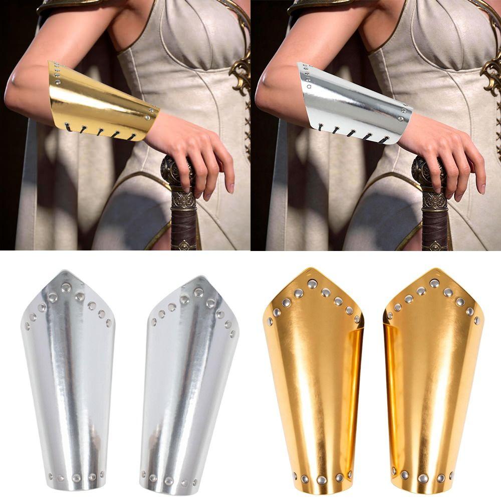 Silver Gold Rivet Medieval Bracers Role Playing Cosplay Arm Cuff Knight Arm Guard Training