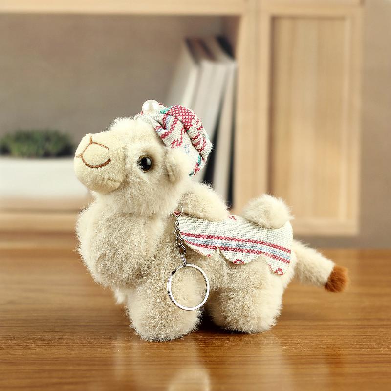 Kawaii Soft Stuffed Camel Keychain Cartoon Patterned Bag Charm Mini Backpack Decoration for Christmas Small Gifts