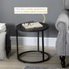 Set Of 2 Round Nesting Coffee Tables Stackable Marble Look Wood Top And Black Metal Legs
