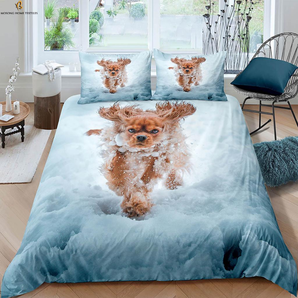 Animal cute dog 3D printed quilt cover 100% polyester machine washable bedding set quilt cover pillowcase three-piece set