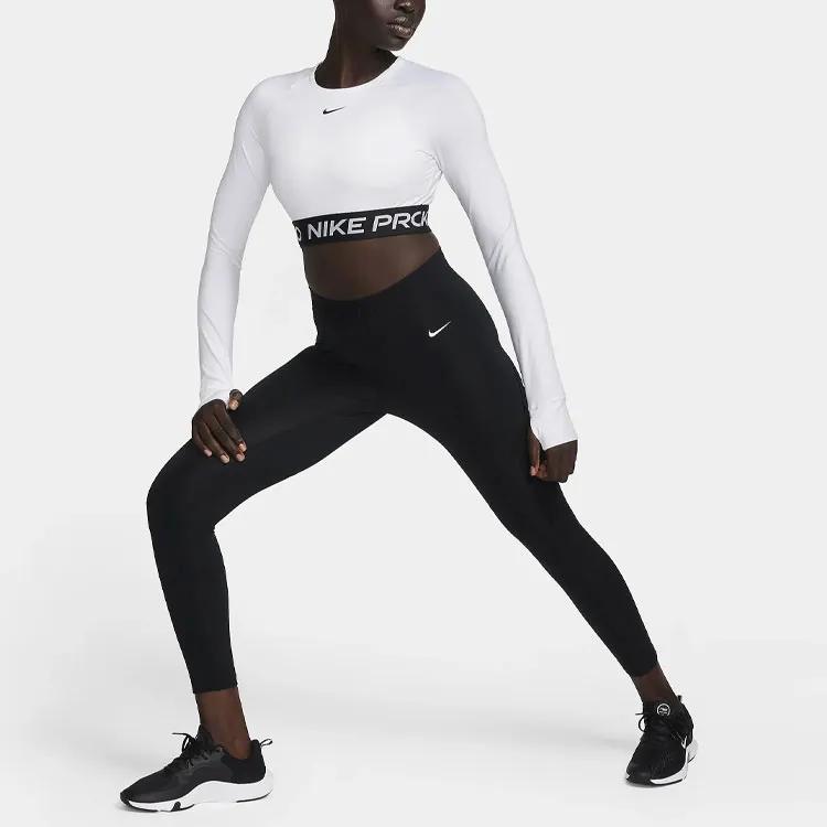 Nike Pro Women's Dri-FIT Cropped Long-Sleeve Top (Unisex) Fitness Clothing FV5484 | White